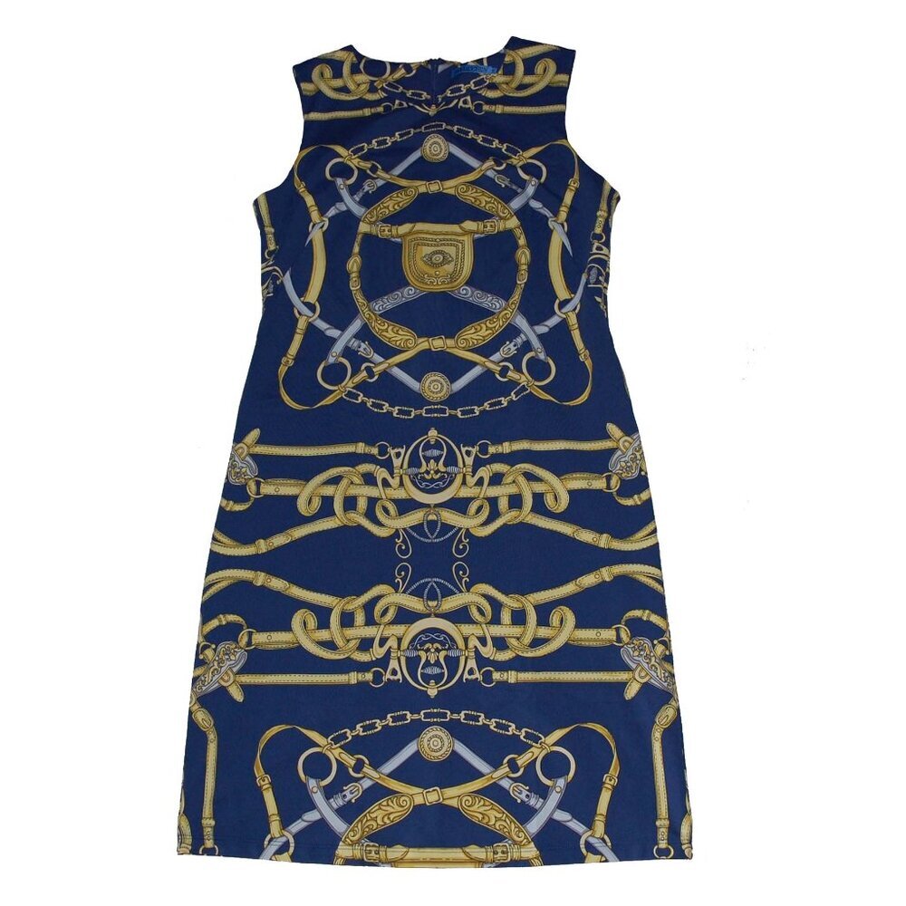 NWT J. McLaughlin Sleeveless Sophia Navy Gold Cheshire Printed Midi Dress